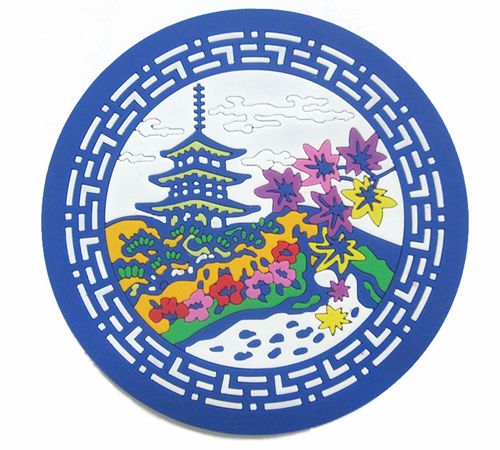 圓形硅膠展廳墊，景物圖案硅膠創意墊子-硅膠墊